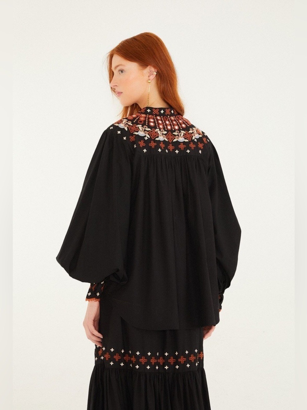 Farm Rio Black Embroidered Buttoned Long Sleeve Shirt - Picture 5 of 10